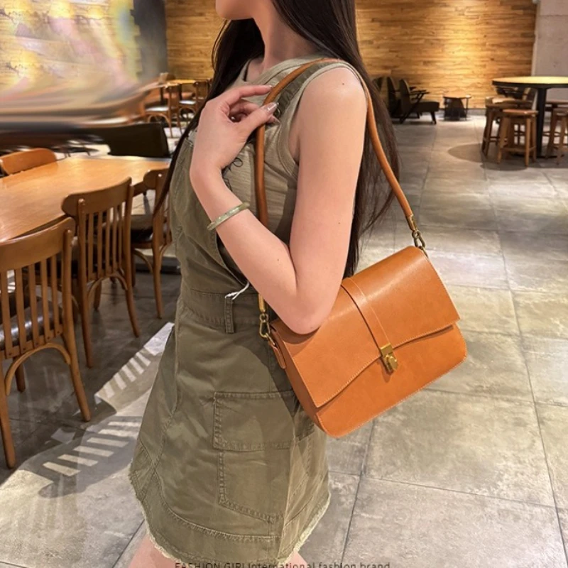 

New Genuine Leather Women's Bag, Leather Retro Fashion Crossbody Bag, Women's Versatile Multi Functional Commuter Shoulder Bag