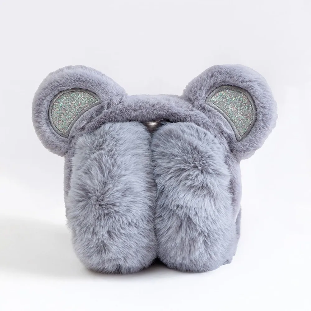 Fashion Plush Sequins Bear Ear Earmuffs Anti-Freeze Thickened Ear Cover Keep Warm Foldable Ear Warmer for Women Girls
