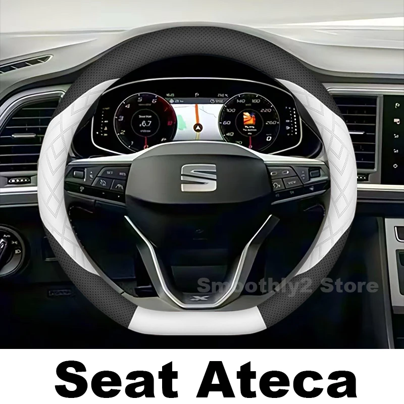 

Leather Car Steering Wheel Cover For SEAT Ateca 5F 2019-2025 For Cupra Ateca 5F 2020-2025 Auto interior Accessories