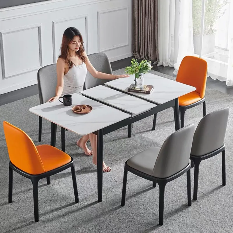 //Modern Wabi Sabi Style Retractable Foldable Slate Dining Table Home Small Apartment Multi Functional Adjustable Dining Table