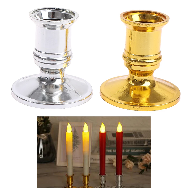 2 teile/satz Gold oder Silber Säule Kerze Basis Taper Halter Kerzenhalter Weihnachts feier Dekoration