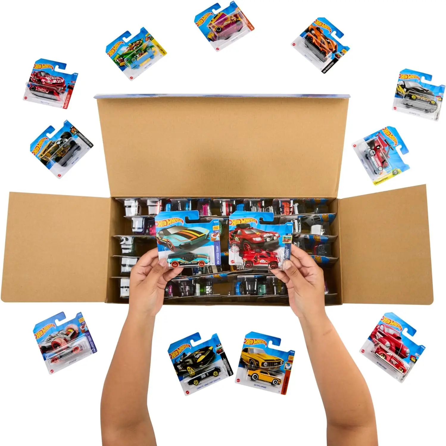 Random Hot Wheels Case Basic Die-Cast Toy Mini Carsl Goodie Bag Stuffers Authentic Decos Gift for Collectors and Kids