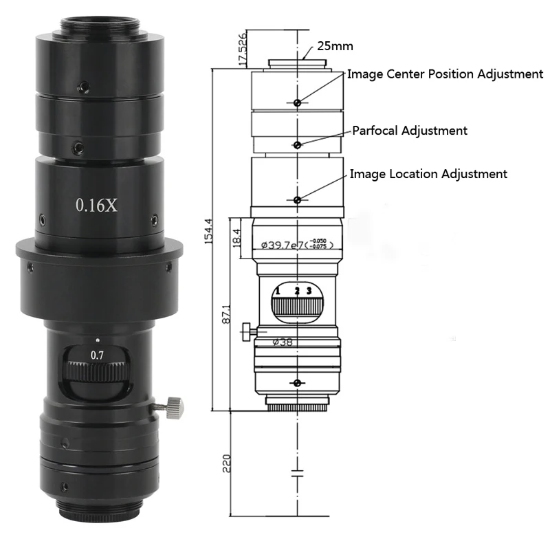 0.7X-4.5X Monocular Video Microscope 80X Optical C mount Lens For Precision Electronic Soldering Textile Watch Hardware Jewelry