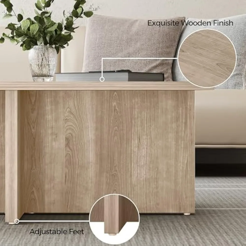 Mesa de centro moderna de 47 polegadas - Mesa central retangular minimalista escandinava para sala de estar