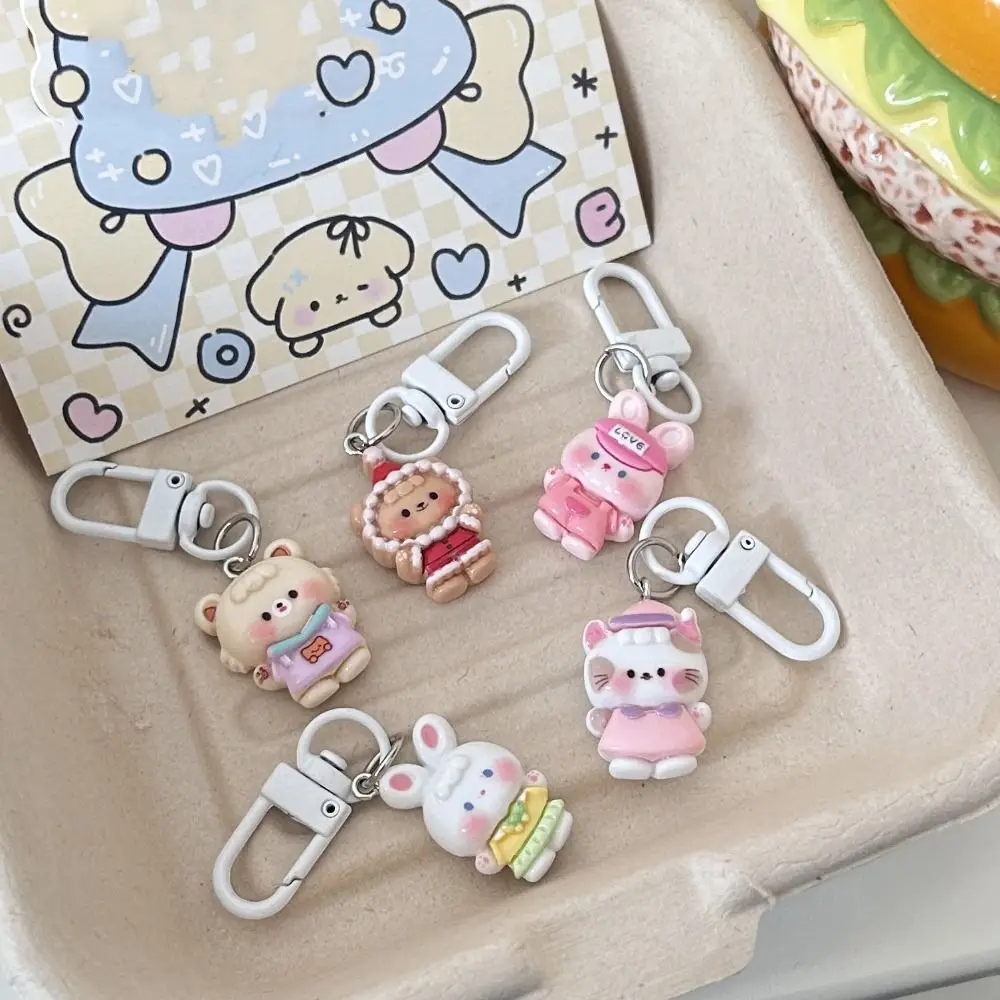 Niedlicher Harz-Kaninchen-Puppen-Schlüsselanhänger, Cartoon-Kreativ-Schlüsselring mit lustiger Katze, Kaninchen-Mini-Bär-Taschenanhänger, kleine Geschenke – Detail 9