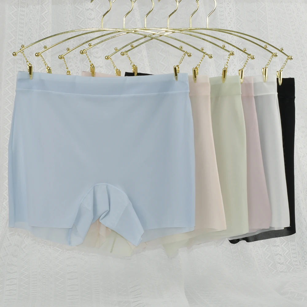 1pc Summer Ice Silk Ultra-thin Boxer Underwear Women Seamless High Waist Panties Plus Size Quick Dry Female Safety Short Pants