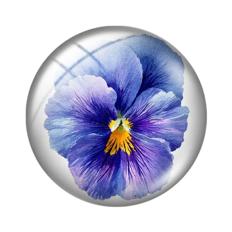 Watercolor Pansies 12/18/20/25mm glass cabochon  bracelet pendant rings for jewelry demo earrings back Making findings