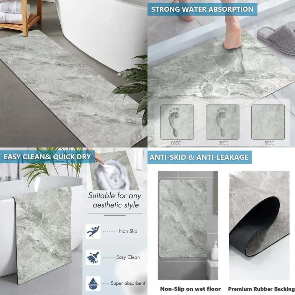 

customizable rubber bath mat - non-slip, quick-drying, absorbent, thin, door-friendly, washable