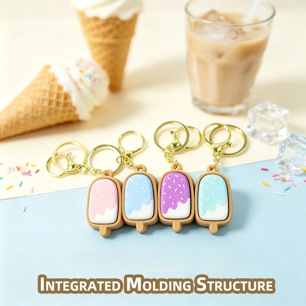 New 3D Printed Ice Cream Stick Clicker Keychain Button Stress Relief Toy Clicker Pendant Ice Cream Key Ring