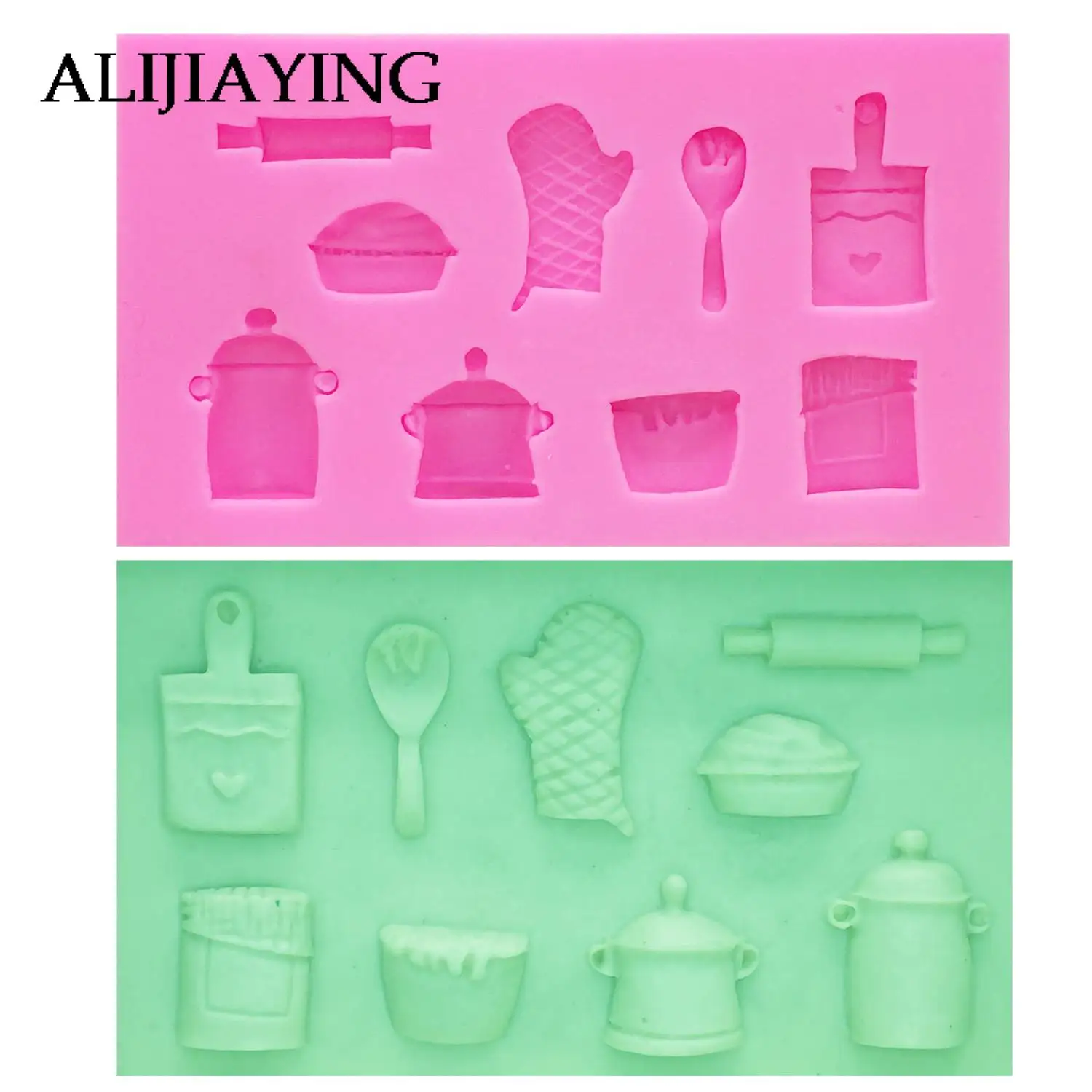 M0406 Gloves Pot Spoon Fondant Cake Chocolate Silicone Mold Cake Decoration Tools, clay resin mould