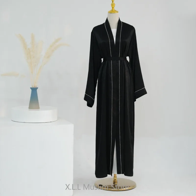 Abaya Longue de Luxe pour Femme, Kimono Ouvert Blanc, Kaftan, Turquie, Document Solide, Islamique, Vert, Dubaï, Vêtements de Prière