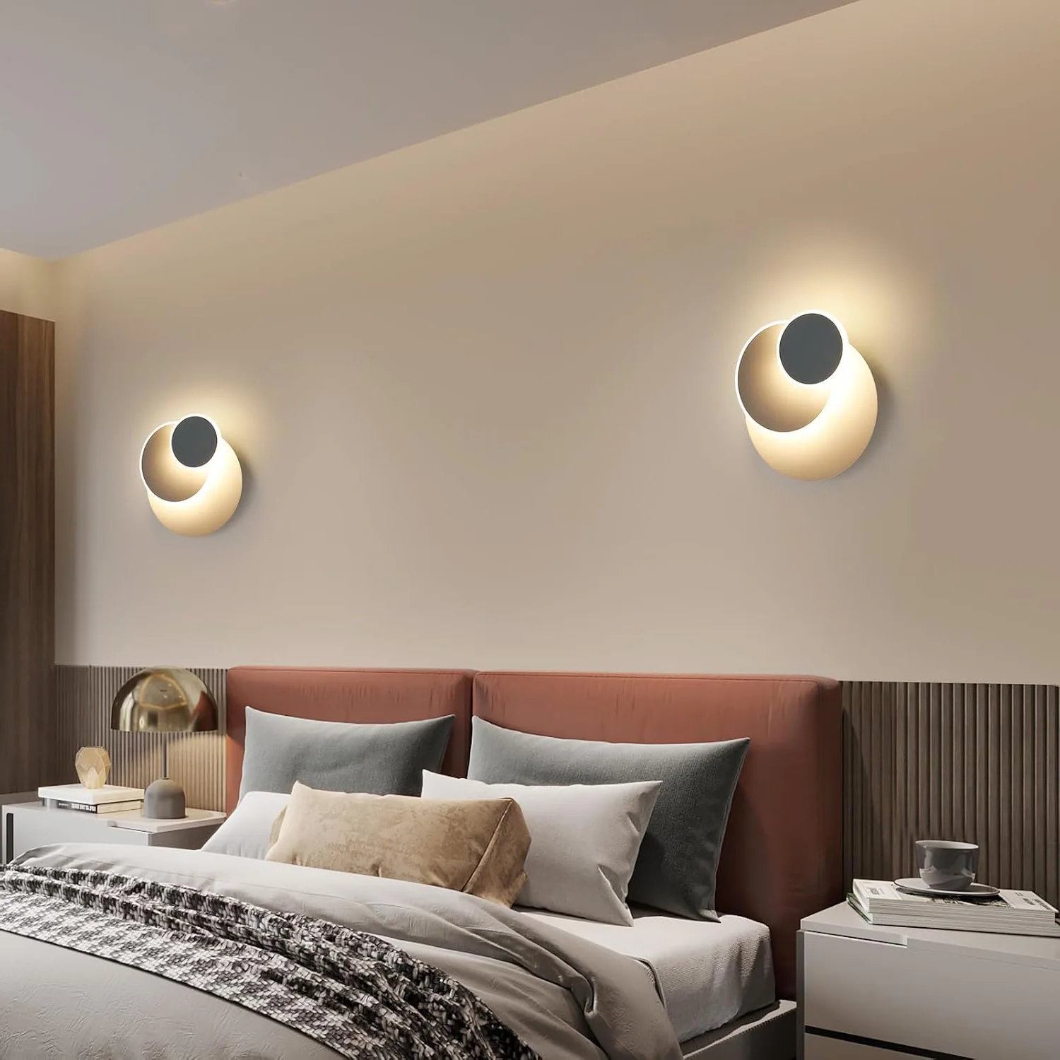 Dreifach drehbare Wandleuchte, moderne LED-Wandbeleuchtung, 360 Grad drehbare runde Wandlampe, kompatibel mit Inneneinrichtung – Detail 6