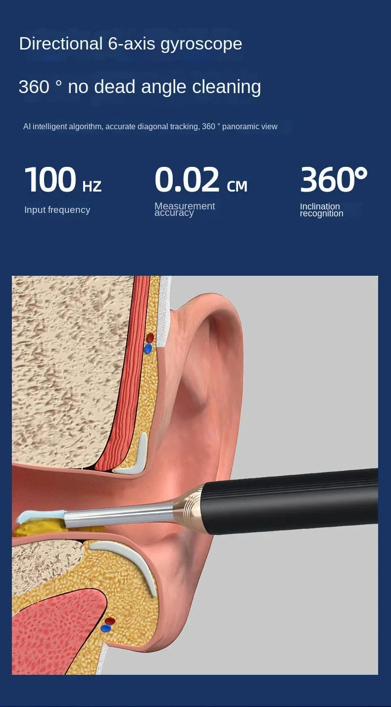 Tinsol Neuer 1296P Intelligenter Visueller Ohrenreiniger Ohrenschmalz-Entferner Otoskop USB-C-Ladegerät Endoskop mit Kamera – Detail 8