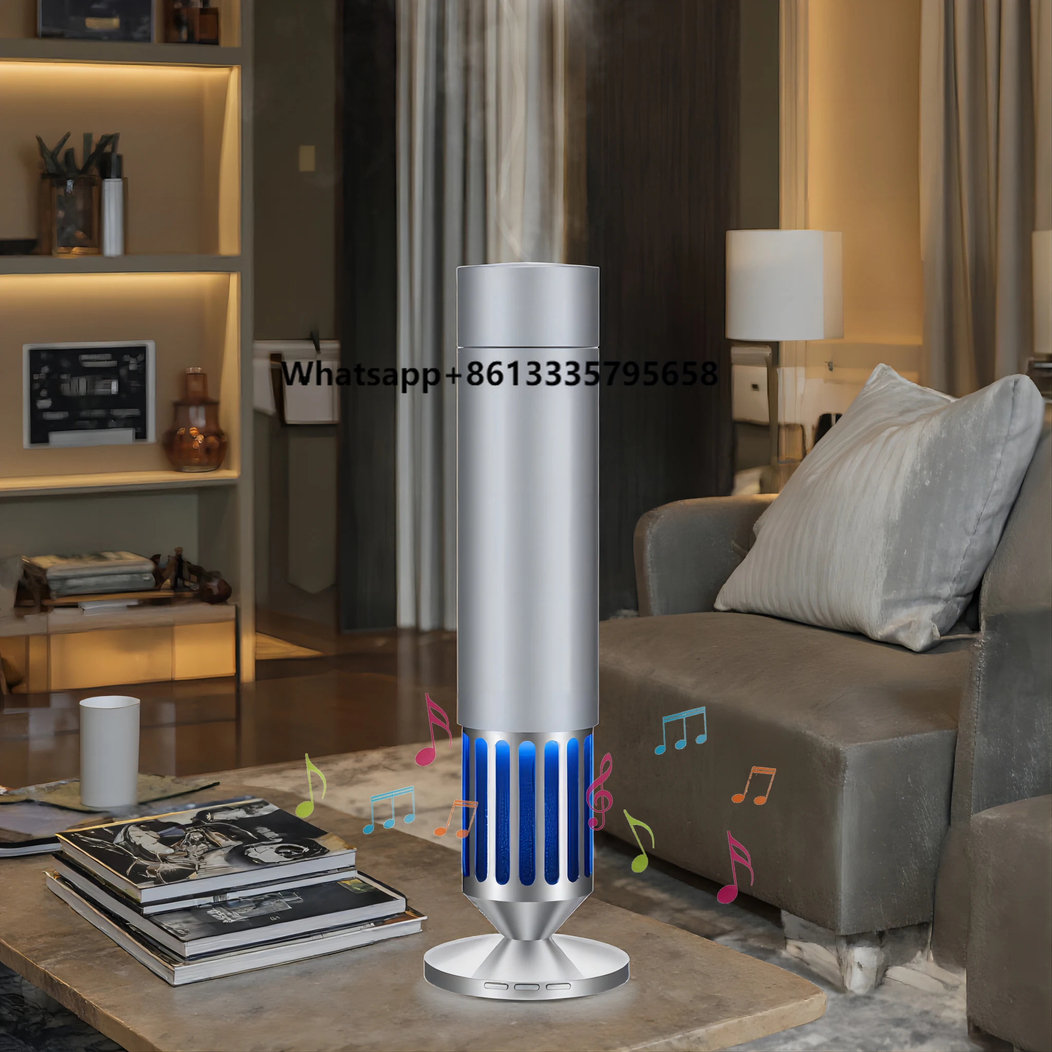 

Luxury 150ml Metal Aroma Diffuser Music Speaker Waterless Electric Air Humidifier for Office Desktop Portable French for Office