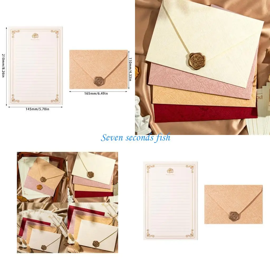 

L74B 6pcs Набор бумажных букв с 3 подходящими конвертами 3 наклейка на печать Seal