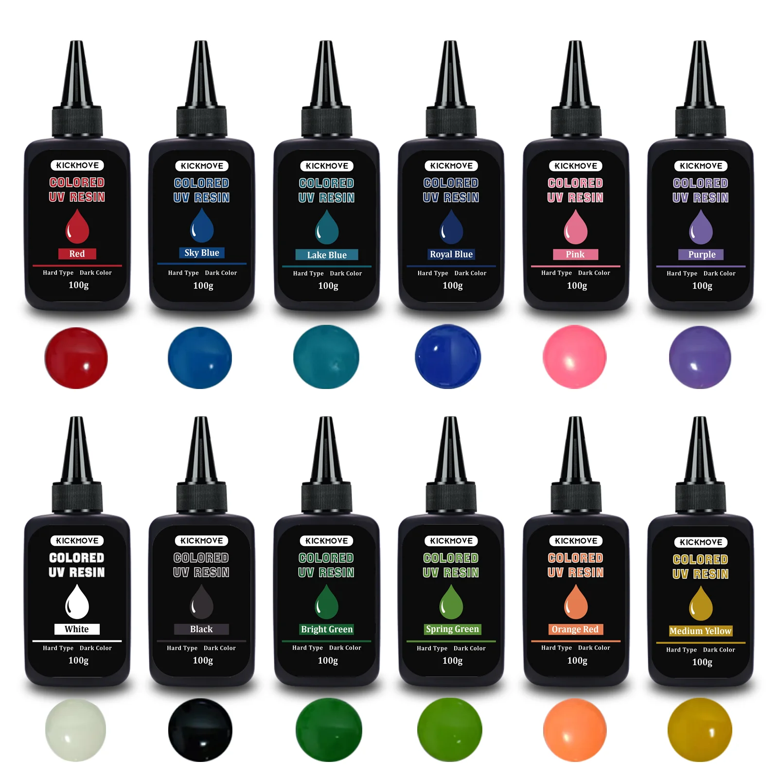UV Resin, 12 Color Dark Colored UV Resin, Odorless & Low Shrinkage UV Color Resin with Vibrant Colors,  UV Resin Kit for Crafts
