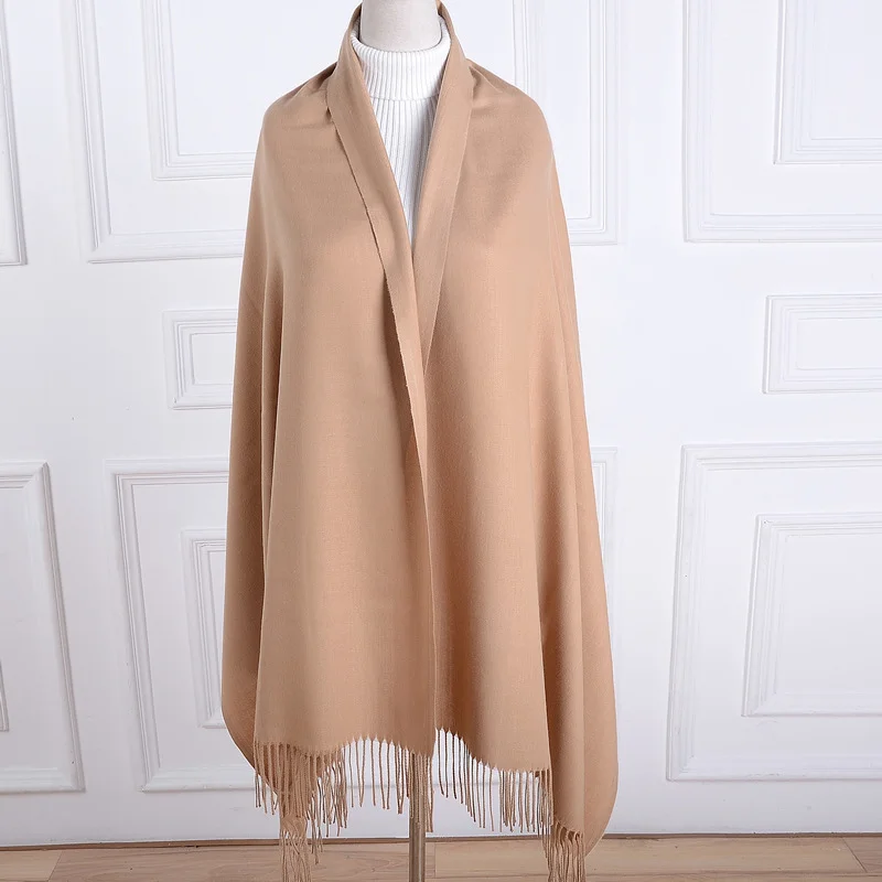 

70*200CM Lengthened Solid Color Imitation Cashmere Scarf for Women's Autumn and Winter Warmth Tassel Air Conditioning Shawl