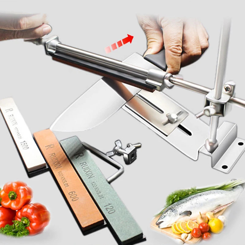 Full Stainless Steel Professional Kitchen Sharpening System Fix-angle Knife Sharpener With 4 Stones Ketchen Accessories