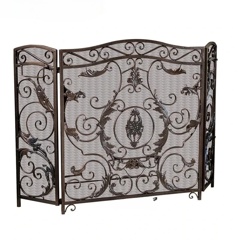 wrought iron fireplace screen partition with mesh fireplace guardrail anti-ash