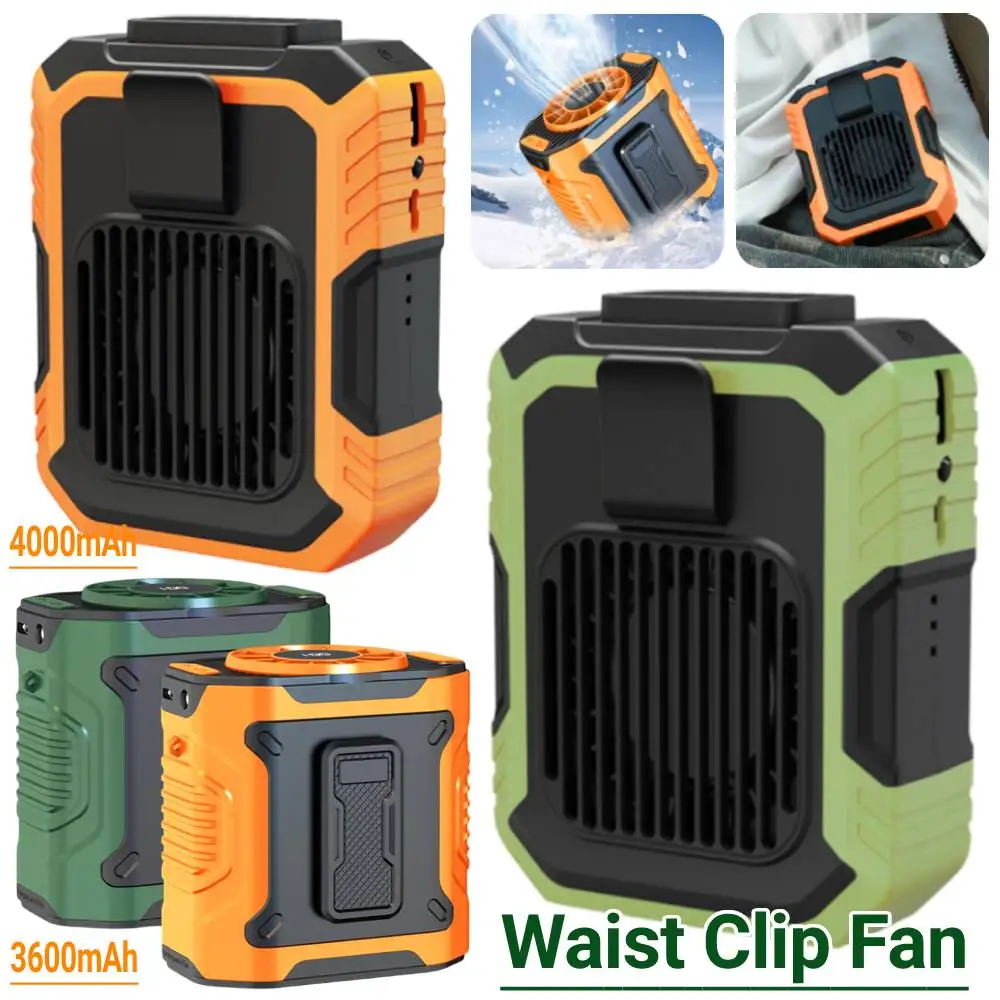 

Уличный поясной вентилятор с зажимом для талии, USB перезаряжаемый охлаждающий поясной вентилятор с зажимом, портативный персональный электрический вентилятор для кемпинга, рыбалки, работы