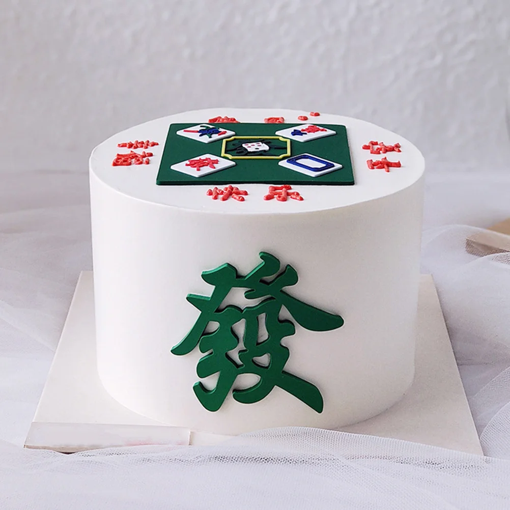 

3 pcs Soft Rubber Mahjong Cake Decorations Delicate Design For Birthday Wedding Anniversary Party Baking Decoration Chinese