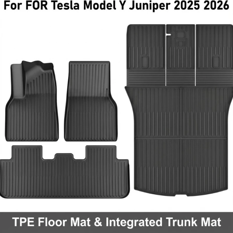 

Встроенный коврик в багажник YOHON для Tesla Model Y Juniper 2025 2026, коврики из ТПЭ, устойчивый к царапинам багажник, нескользящий коврик для ног