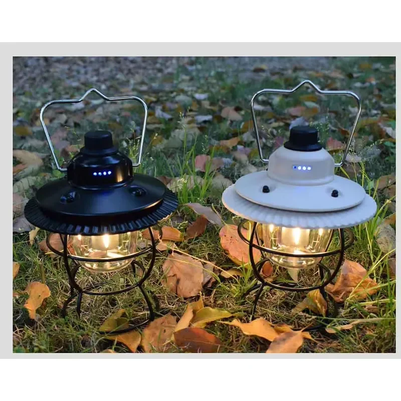 Mini Portable Retro LED Camping Light Waterproof Rechargeable Tent Lamp Multifunctional Hanging Ambient Night Light for
