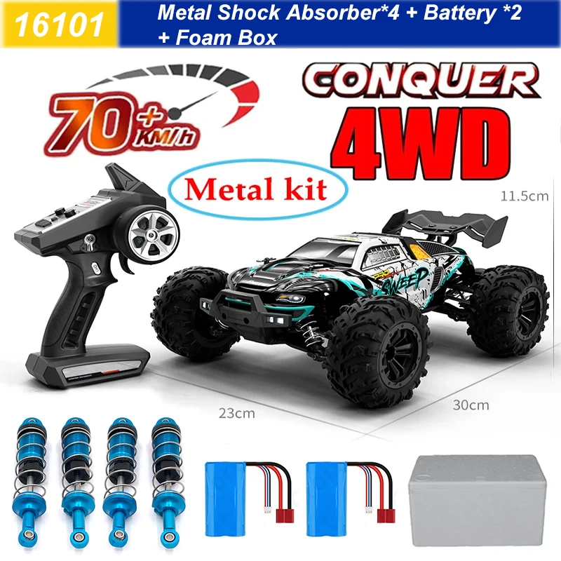 

Rc Car Off Road 4x4 High Speed 70KM/H Remote Control Car with LED Headlight Brushless 4WD 1/16 Monster Truck Toys for Boys Gift