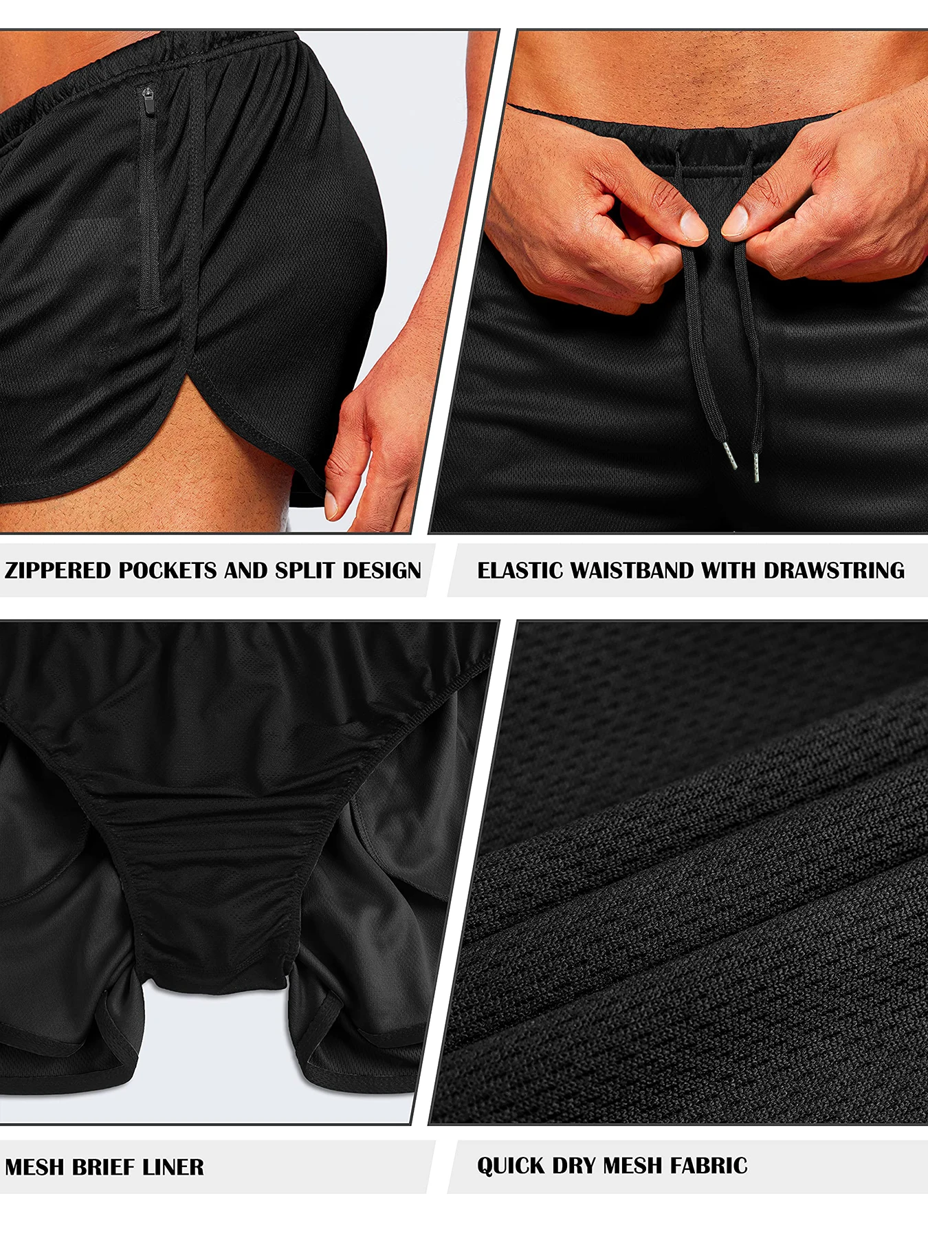 Neue Herren-Strandshorts, Laufshorts, 3-Zoll Schnelltrocknende Fitness-Laufshorts, Modische Fitness-Shorts – Detail 3