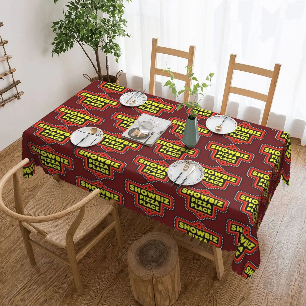 Showbiz Pizza Customized Rectangular Tablecloth Waterproof Table Cover for Festival Party Decorations Table Cloth