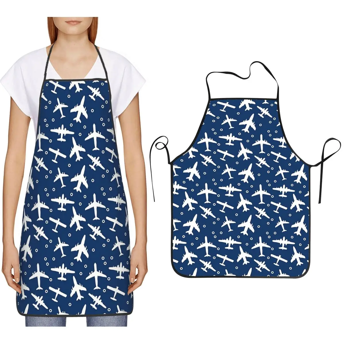 Boeing 777X Captain Stripes Aviation Aviator Flight Pilot Apron Chef Cooking Baking Tablier Bib Kitchen Cleaning Pinafore