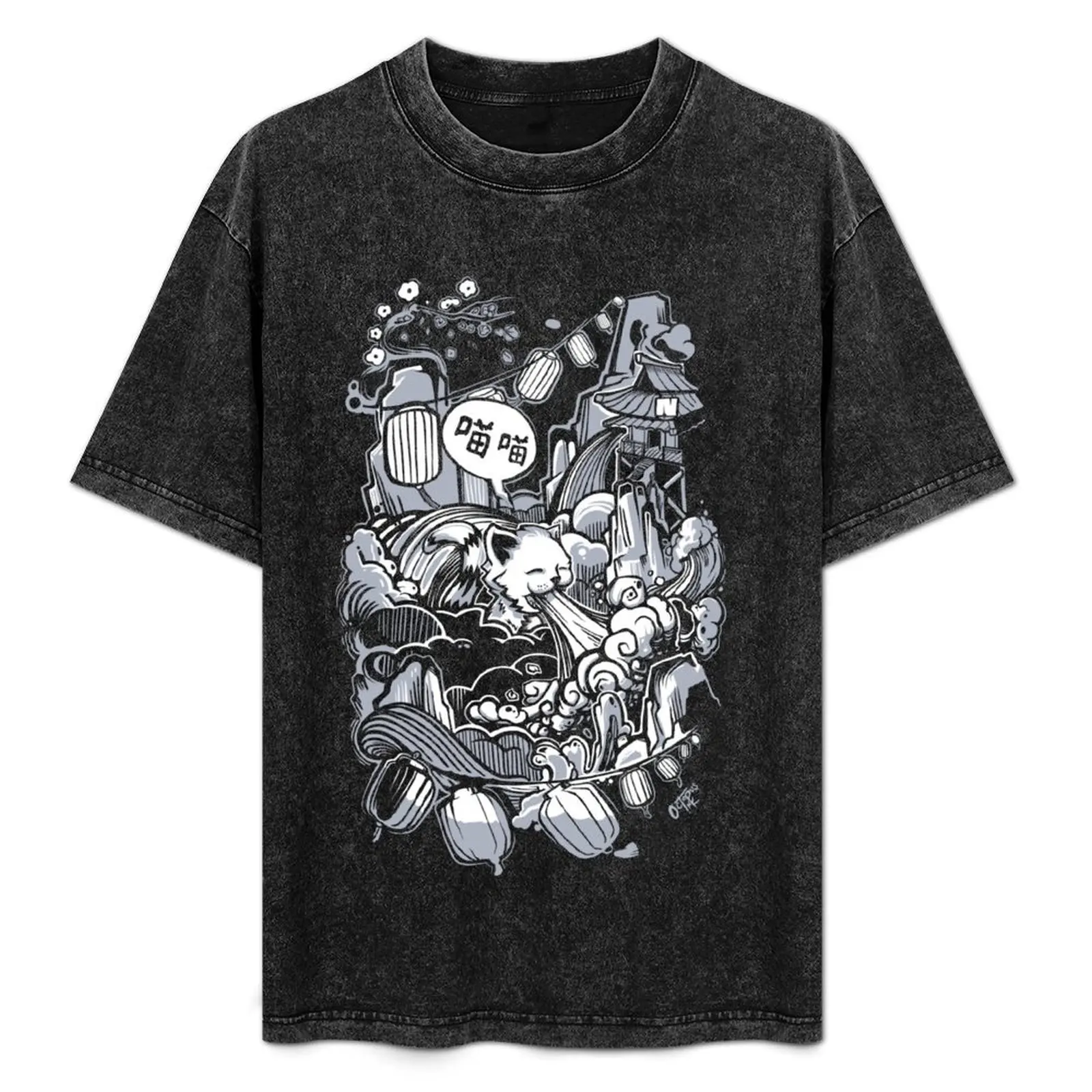 

Fire-Breathing Cat Watch out T-Shirt Casual Soft Cotton Short Sleeve Tee