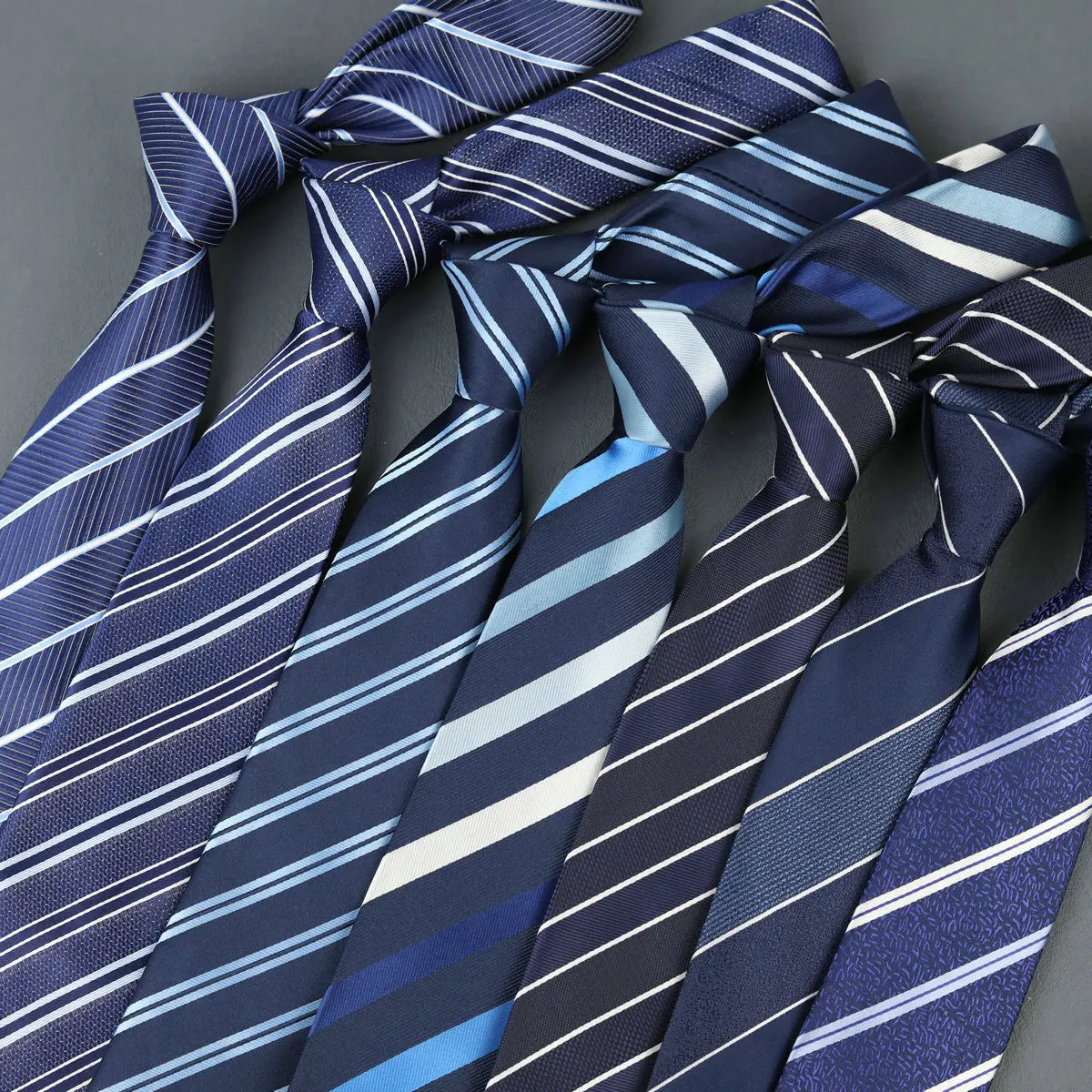 Formal Handmade 8cm Classic Striped Neck Ties For Men Business Polyester Woven Navy Black Neckties Wedding Groom Red Tie Cravat