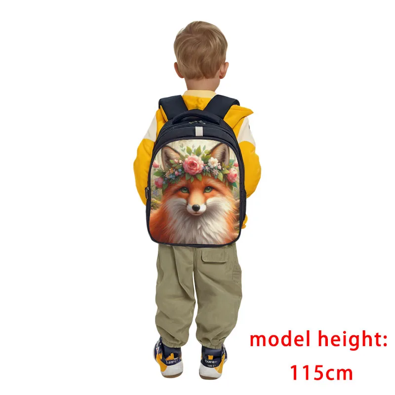 Watercolor Fox Floral Backpack for Teenager Fox Flowers Art Children School Bags Backpacks Book Bag Large Capacity Storage Bags