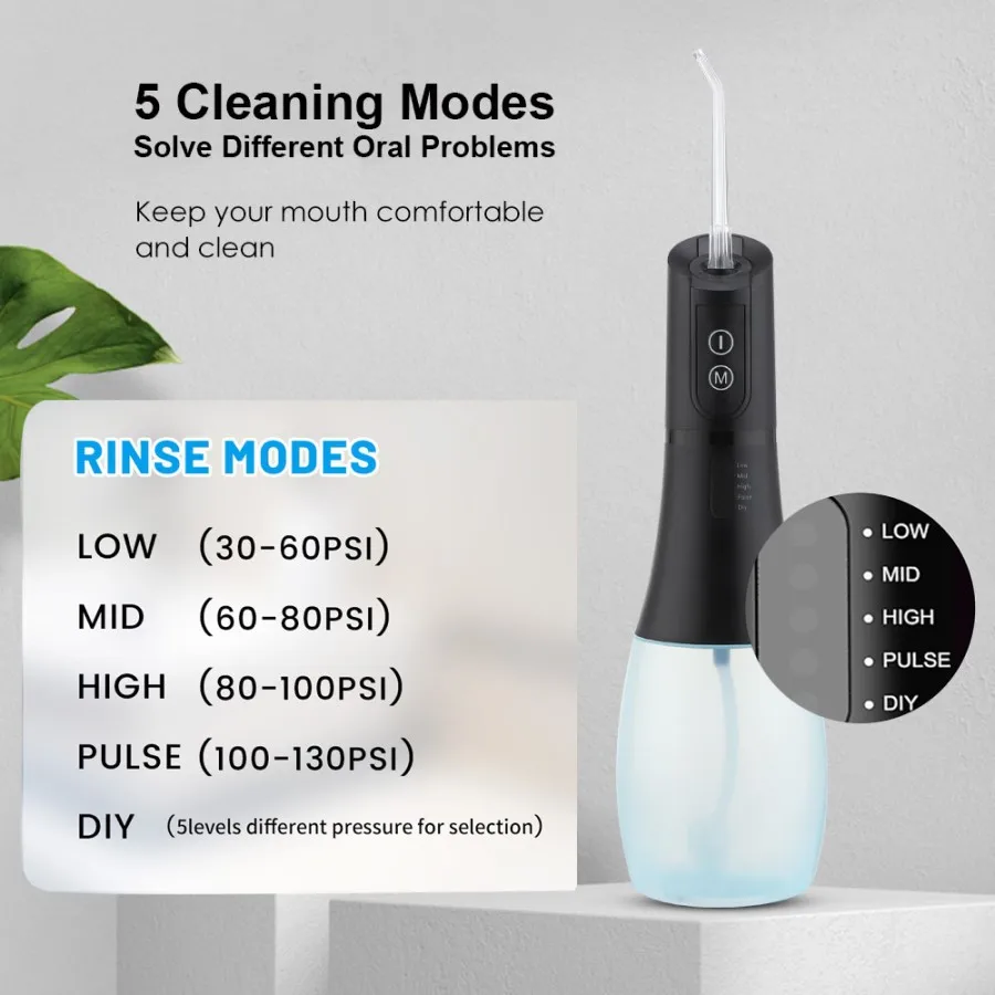 ирригатор для зубов 5 Modes 400ML Mouth Washing Machine Floss,Oral Irrigator Portable Rechargeable Dental Water Jet