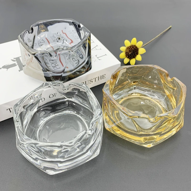 

Ins style simple light luxury water chestnut glass ashtray trend fashion home office crystal high-end ashtray