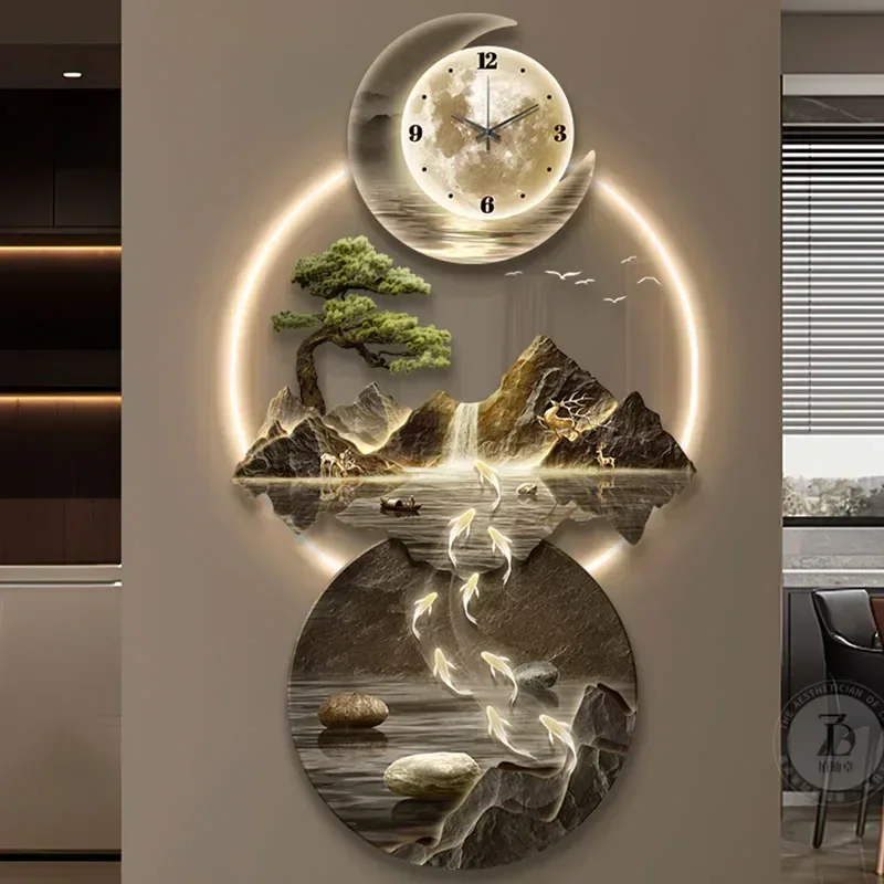 Customizable Chinese Style Luminous Wall Watch Modern Big Size Cute Interior Mechanism Wall