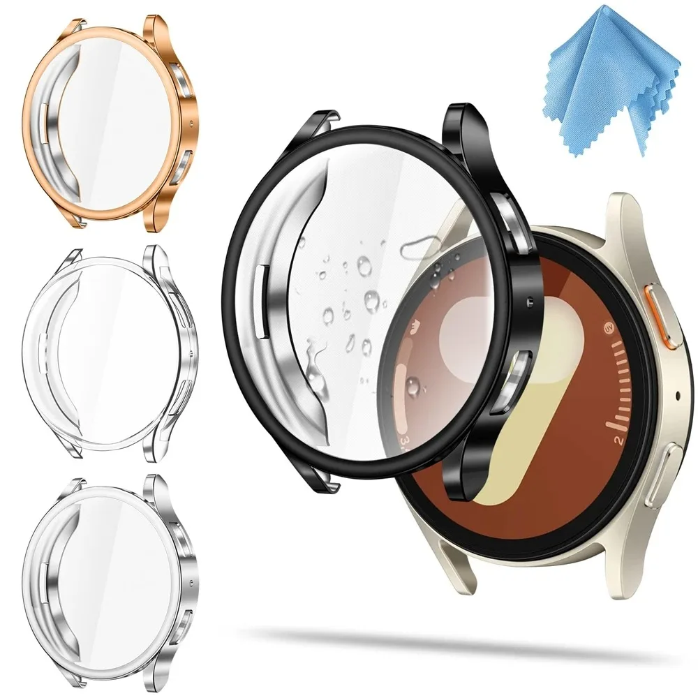 2PCS TPU Full Coverage Bumper Case For Samsung Galaxy Watch 7 6 5 4 FE 40mm 44mm Shockproof Scratch Resistant Cover