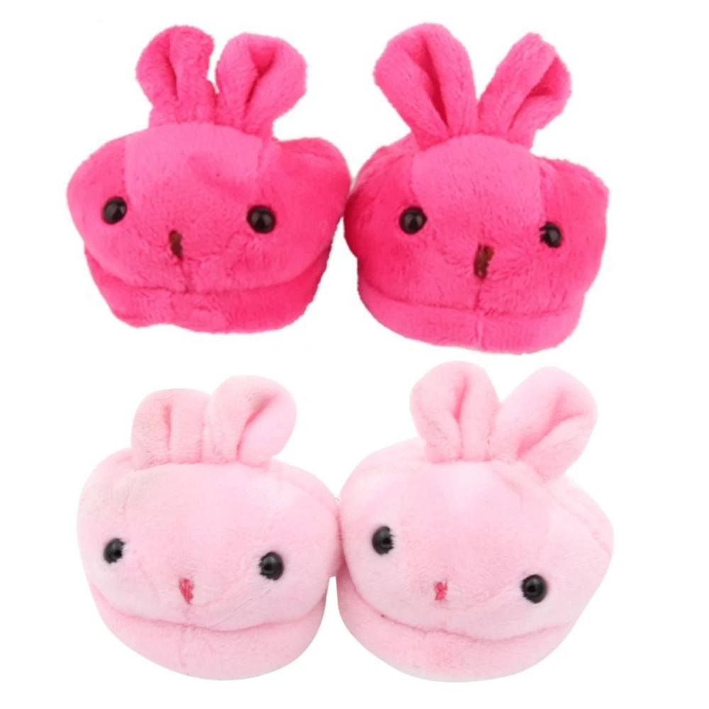 43cm Doll Plush Shoes Lovly Rabbit Fuzzy Slipper Hole Shoes Fit 18 Inch American Baby New Born Doll Accessories Festival Gift