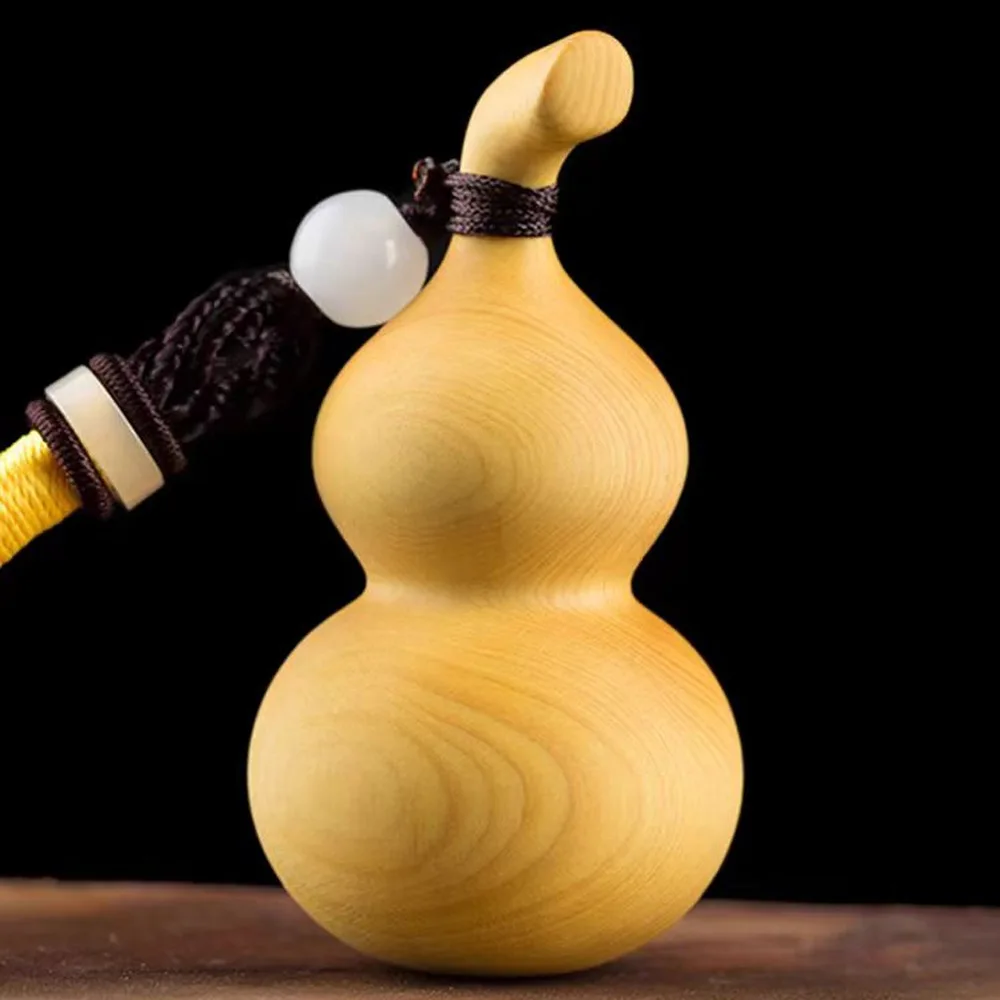 Cypress Wood Carved Gourd Figurine Solid Wood Hand Play Craft Rich Aroma Portable Lucky Wenwan Desktop Collectible Ornament