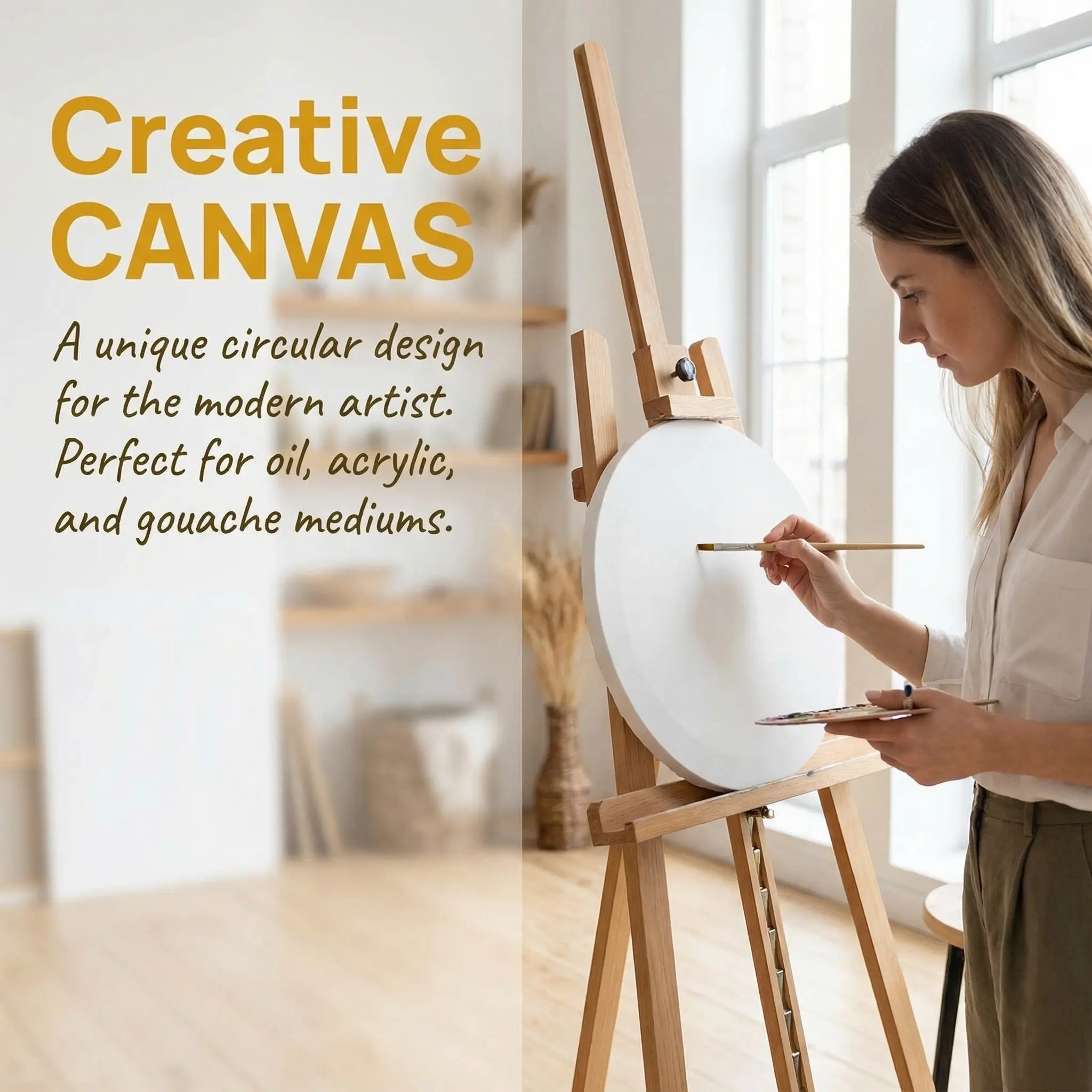 2Pcs Round Cotton Canvas Panels Blank Board 30Cm 11.8inch for Oil Acrylic Watercolor Painting Painting Round Canvas