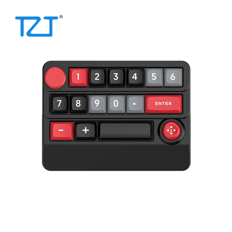 TZT Черный W909 Беспроводная трехрежимная цифровая клавиатура Bluetooth Механическая игровая клавиатура с джойстиком Поддержка макросов