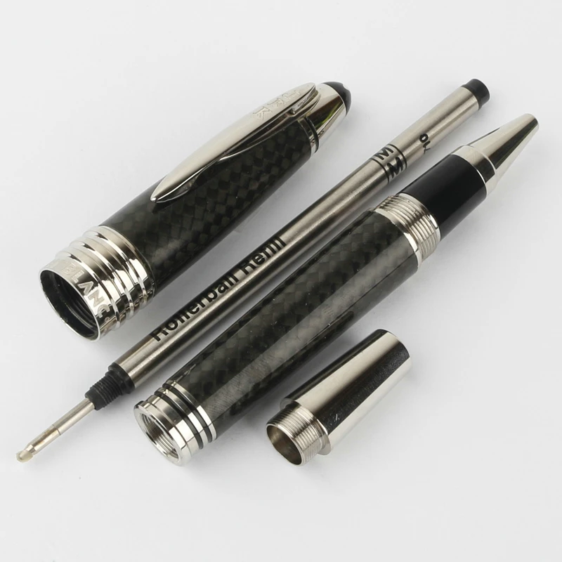 تصميم خاص كلاسيكي MB جون إف كينيدي ألياف الكربون قلم حبر جاف أزرق قلم حبر الكتابة القرطاسية JFK كليب