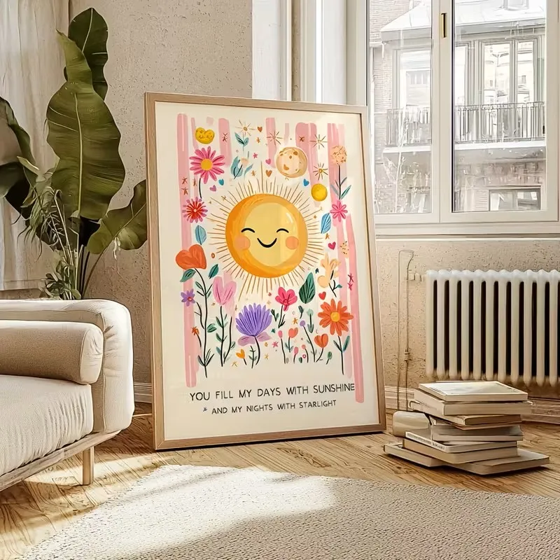 "أنت بلدي أشعة الشمس" عباد الشمس الجدار ملصق فني غرفة الأطفال والحضانة الديكور قماش الطباعة لطيف غرفة ديكور المنزل