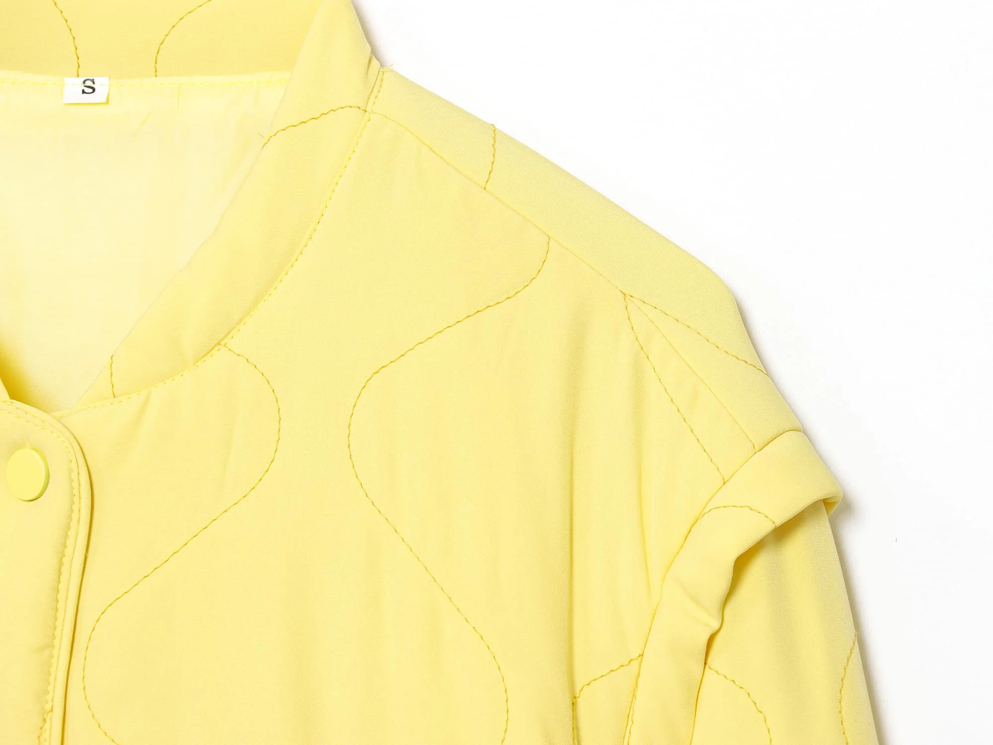 Women Thin Parkas المرأة الجديدة الخريف الشتاء س الرقبة واحدة الصدر معطف سترة الإناث الترفيه فضفاض خياطة بلوزات قصيرة