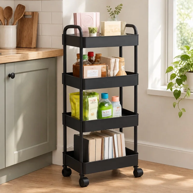 Multi-Purpose Open Shelf Organizer for Kitchen, Living Area, and Snack Storage