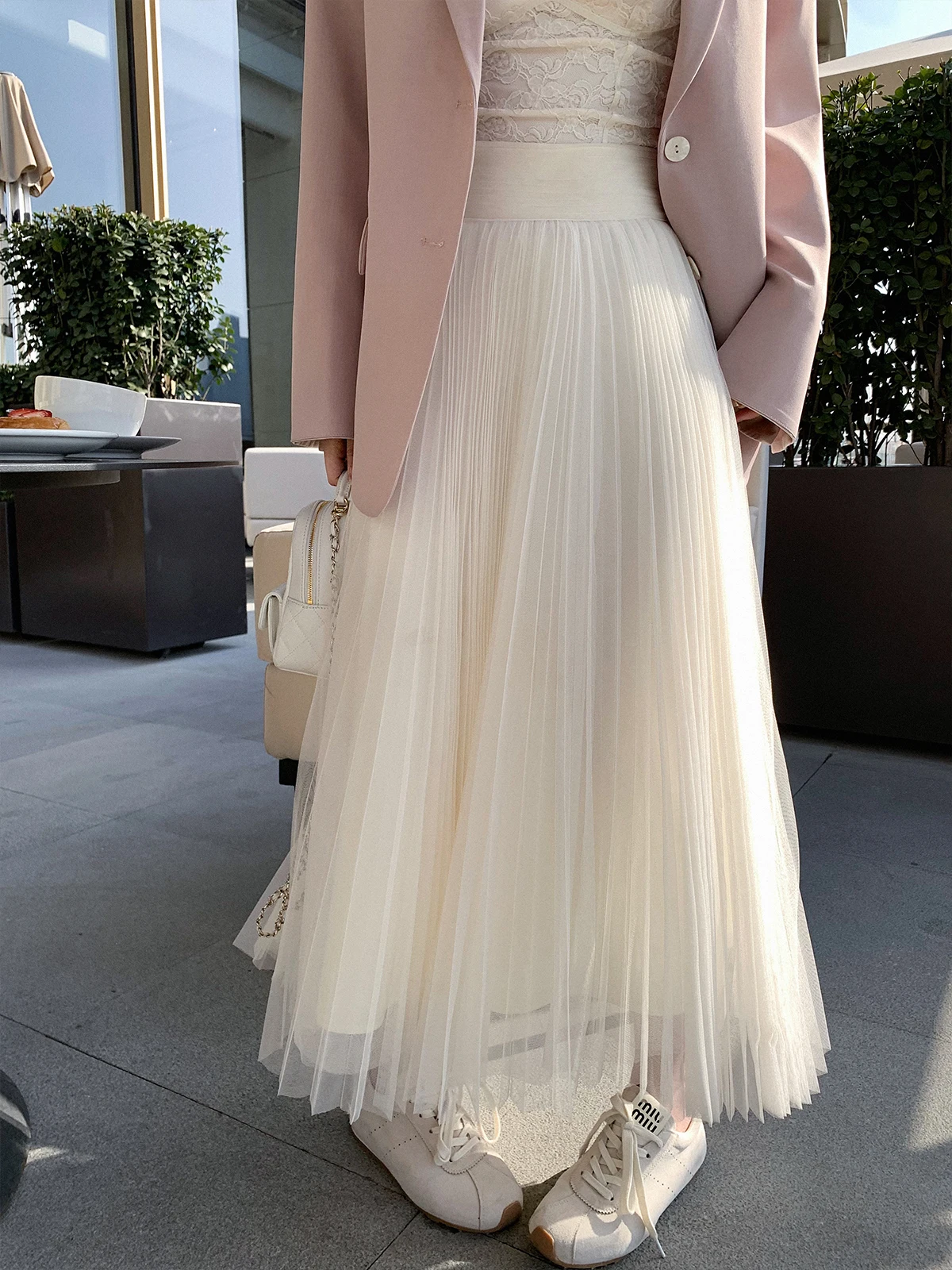 

Плиссированная сетчатая юбка Chen Mysterious Gauze Ethereal, длинная, А-силуэт, на молнии, из тонкого полиэфирного волокна