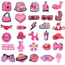 Sales 1Pcs New Arrivals Cute Pink Shoe Charms Pin for Crocs Accessories Shoe Decoration Girls Women Christmas Party Gifts