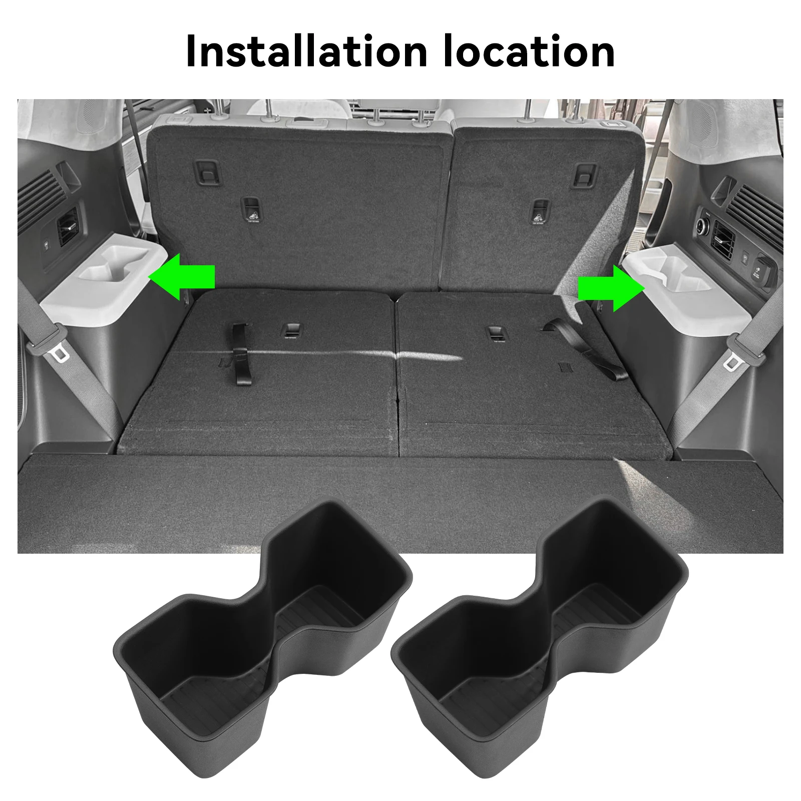 

For Hyundai Santa Fe 6/7 Seats 2024 2025 Third Row Door Side Cup Holder Insert Cup Box Shock-Absorbing Storage Tray TPE Tidying