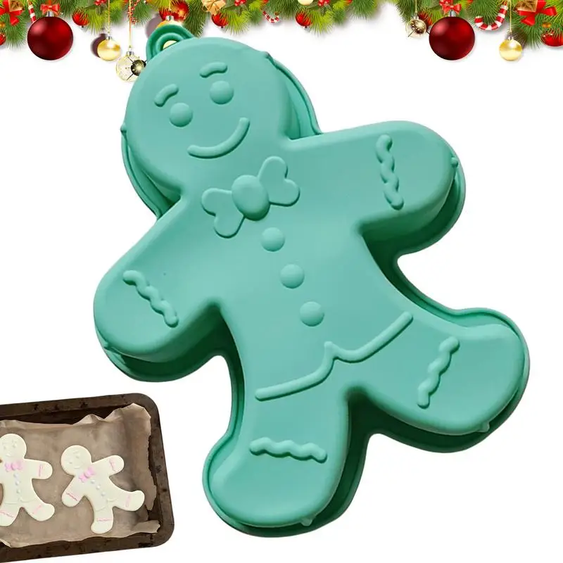 Silicone Gingerbread Man Baking Tray 3D Silicone Christmas Gingerbread Man Baking Molds Non Stick Pie Mould Bakeware Tray for